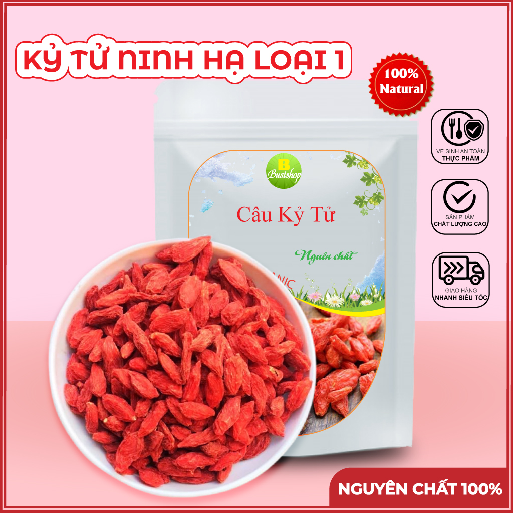 Câu kỷ tử sấy khô 100g, Kỷ tử Ninh Hạ thượng hạng, Kỷ tử đỏ thơm sạch