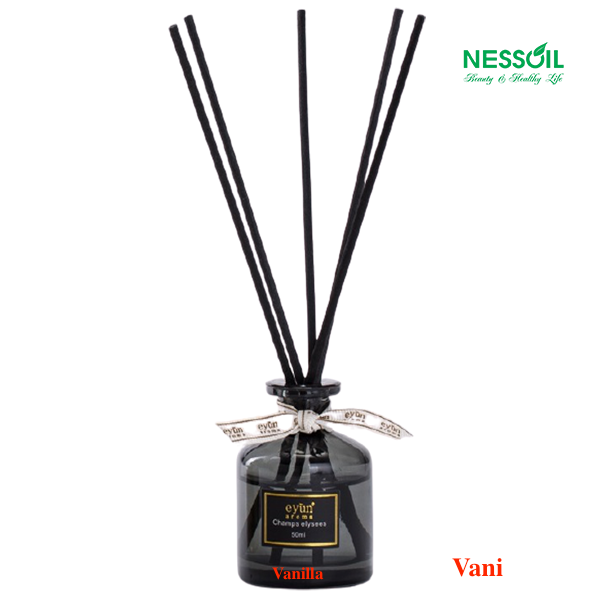[HCM]Bộ tinh dầu nước hoa thơm phòng Eyun hương Vani gồm 1 chai tinh dầu to 50ml + 1 bộ 5 que thấm hút tinh dầu