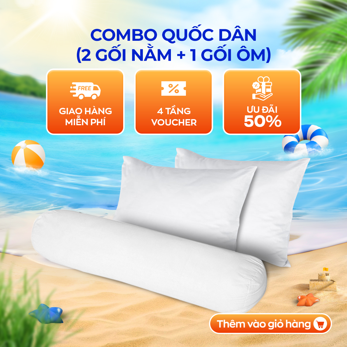 Combo 2 gối ngủ Doona Promo + 1 gối ôm Doona Basic tại Vua Nệm