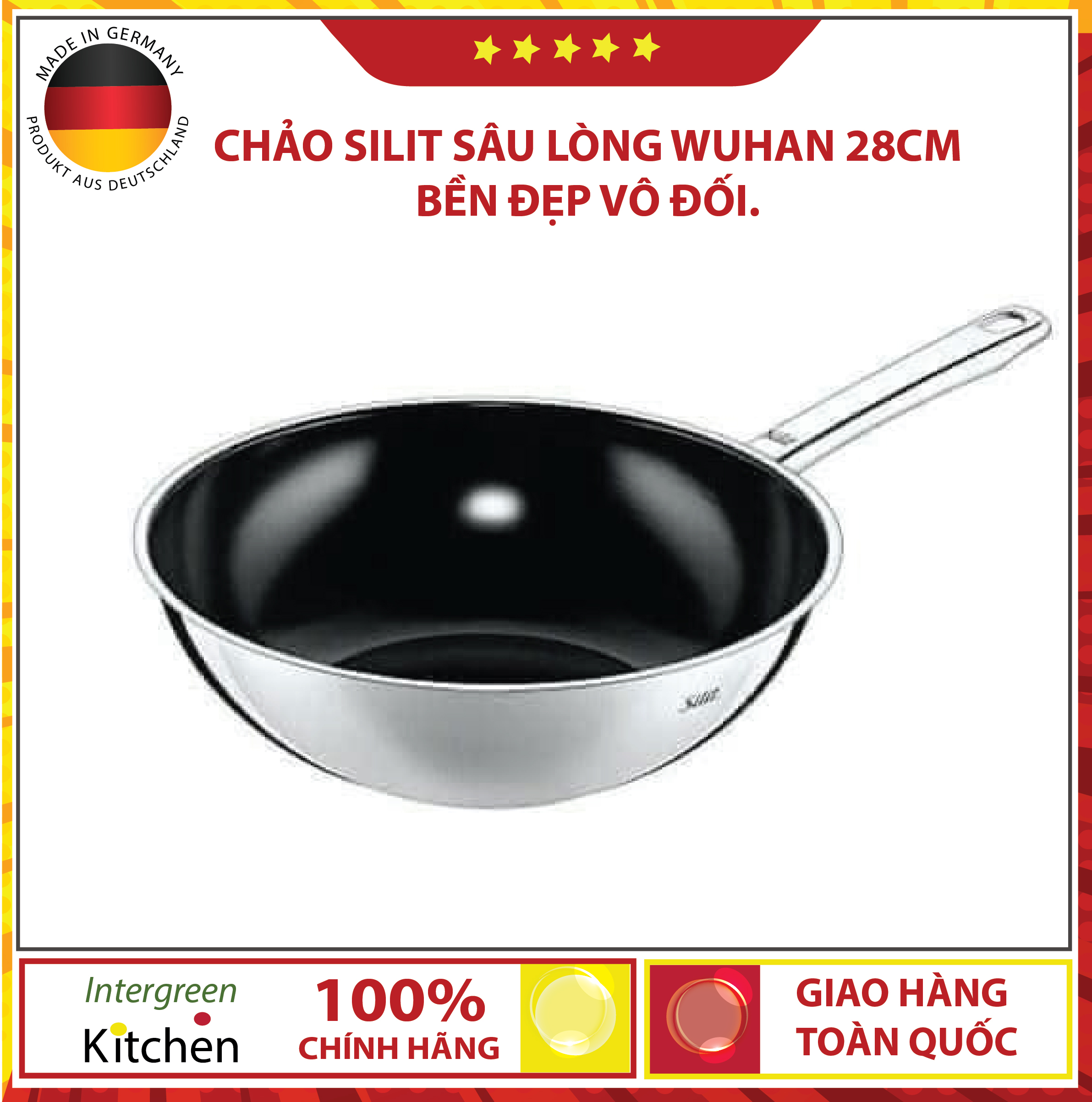 Chảo SILIT WUHAN 28cm- nhập đức 100% - Chảo chống dính , chảo chiên ngập dầu số 1 , dùng được trong máy rửa bát