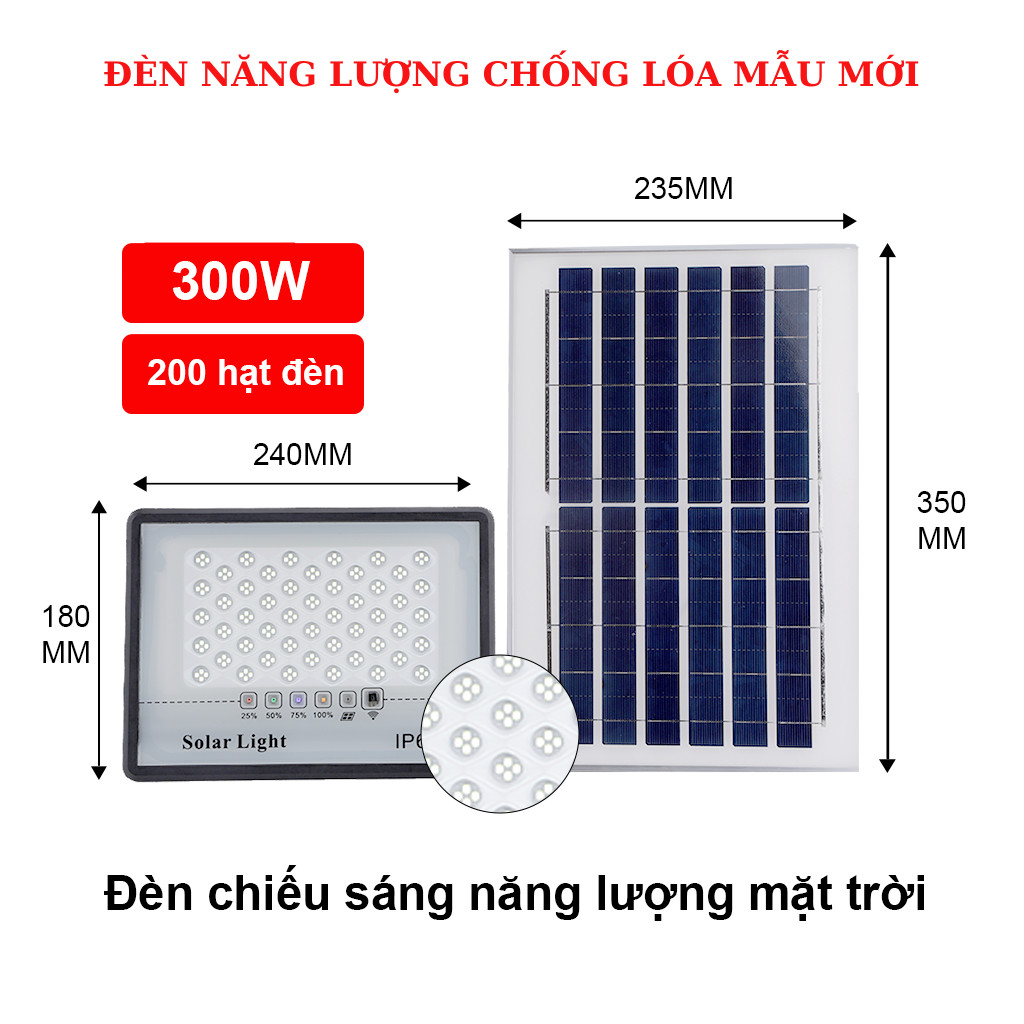 【Vận chuyển nhanh】Đèn Năng Lượng Mặt Trời,Đèn Led Chống Lóa Cao Cấp 2023 100W,200W,300W Khung Nhôm