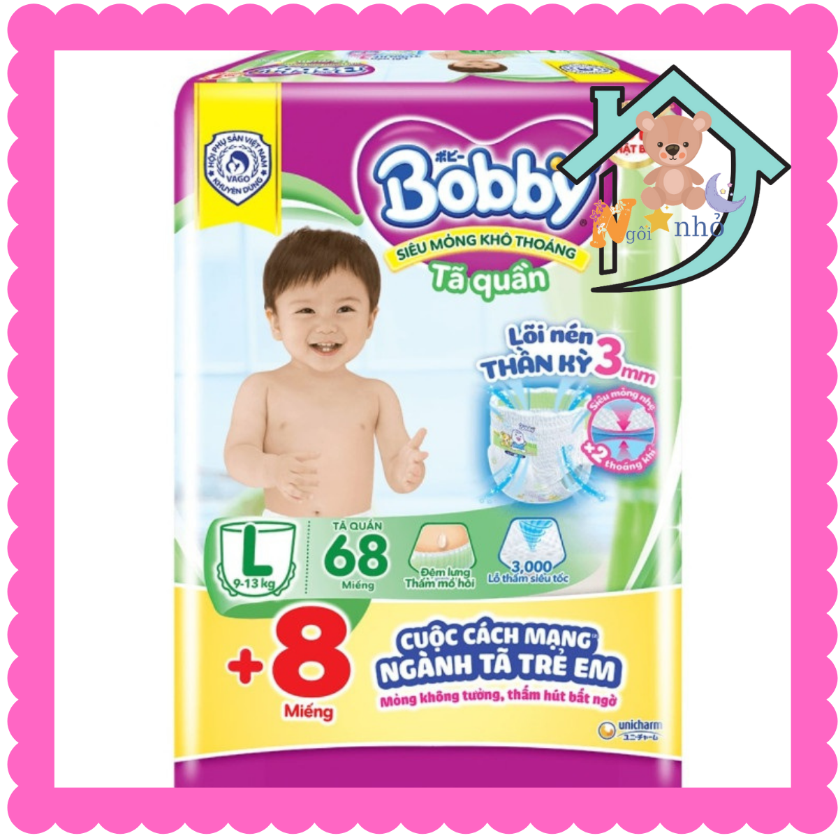 [Tặng thêm 8 miếng] Tã quần Bobby siêu thấm tặng kèm 8 miếng đủ size M76, L68, XL62 ,XX56 MẪU MỚI