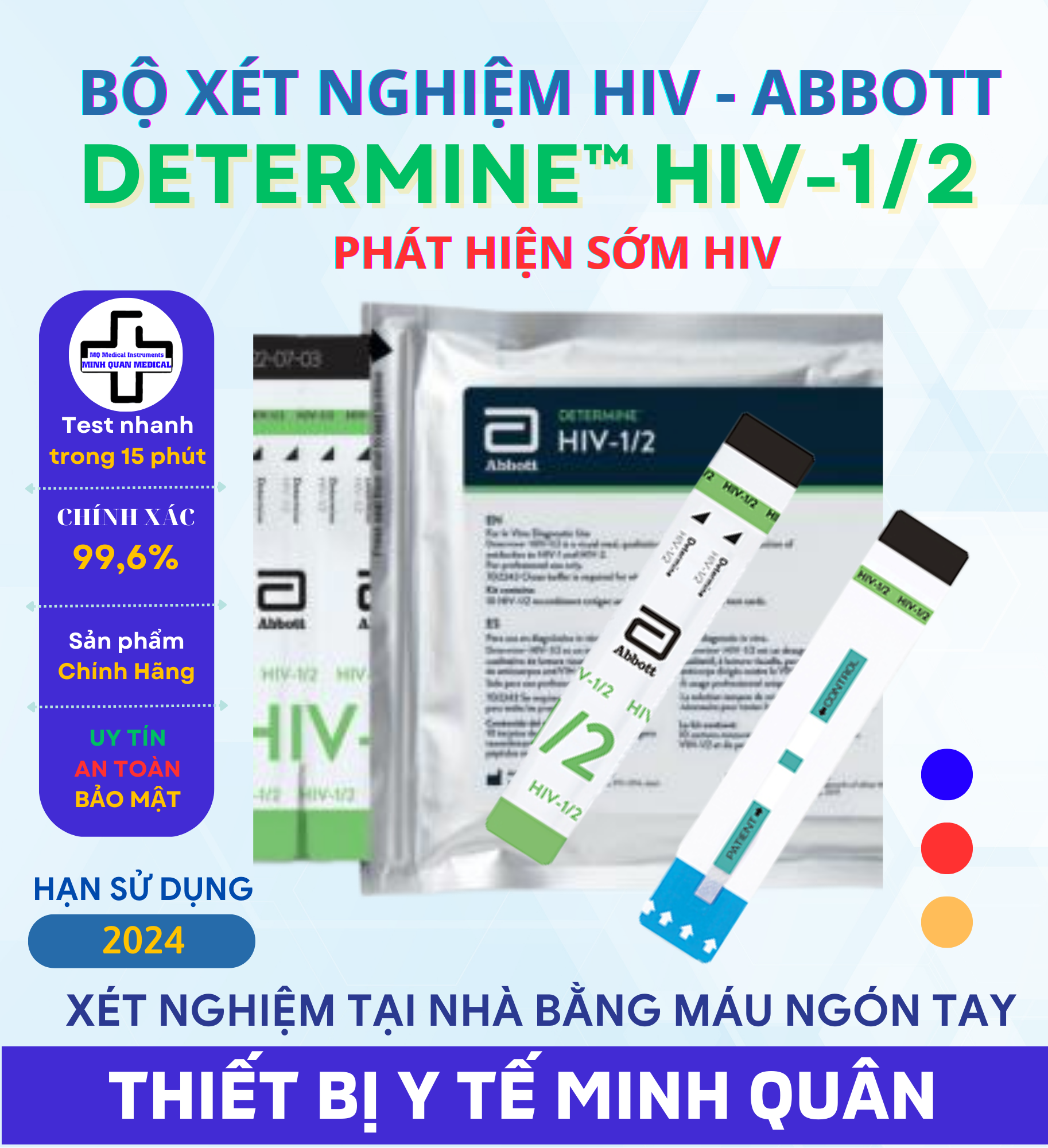 Hỏa Tốc  Test HIV DETERMIN 1 2 HIV  phát hiện sớm HIV
