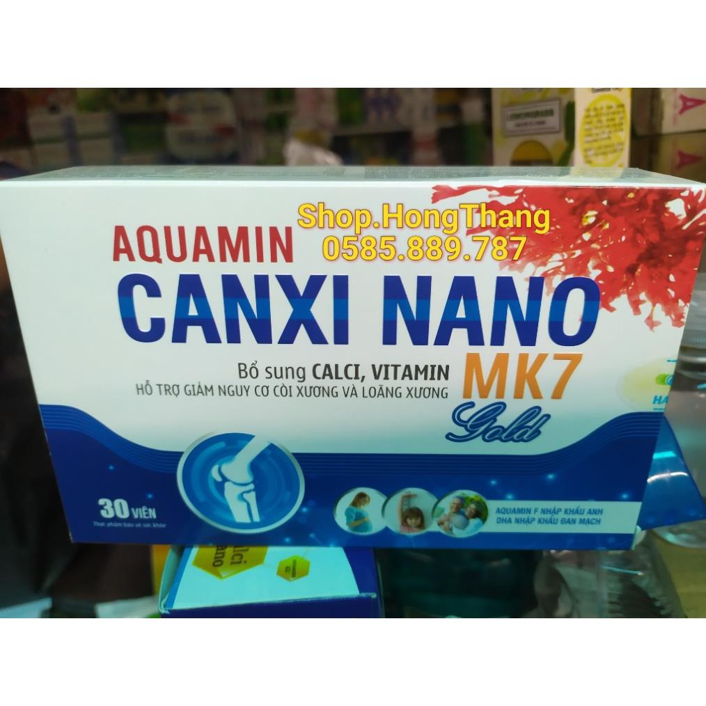 Aquamin Canxi Nano Mk7 gold BỔ SUNG CANXI, chống còi xương, loãng xương hộp 30 viên