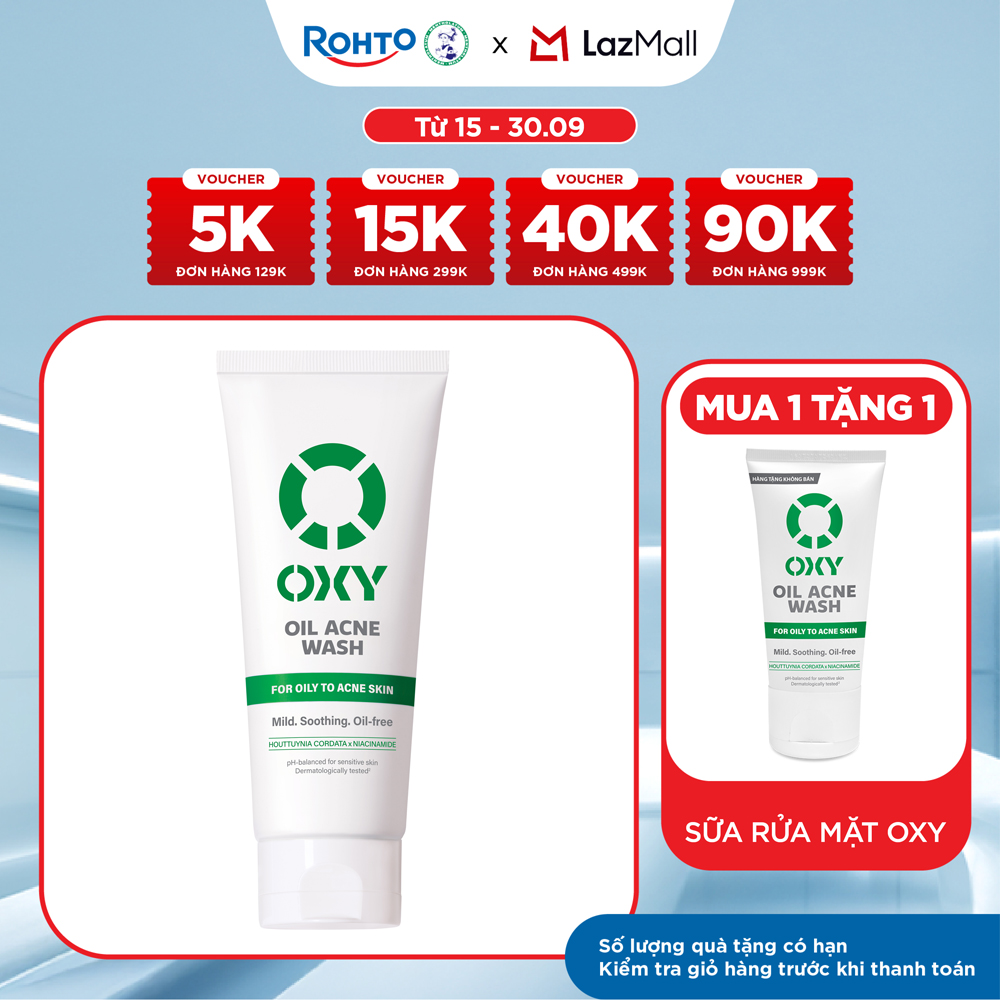 Sữa rửa mặt cho nam Oxy sạch dịu nhẹ, kiềm dầu dạng kem Oxy Oil Acne Wash 100g