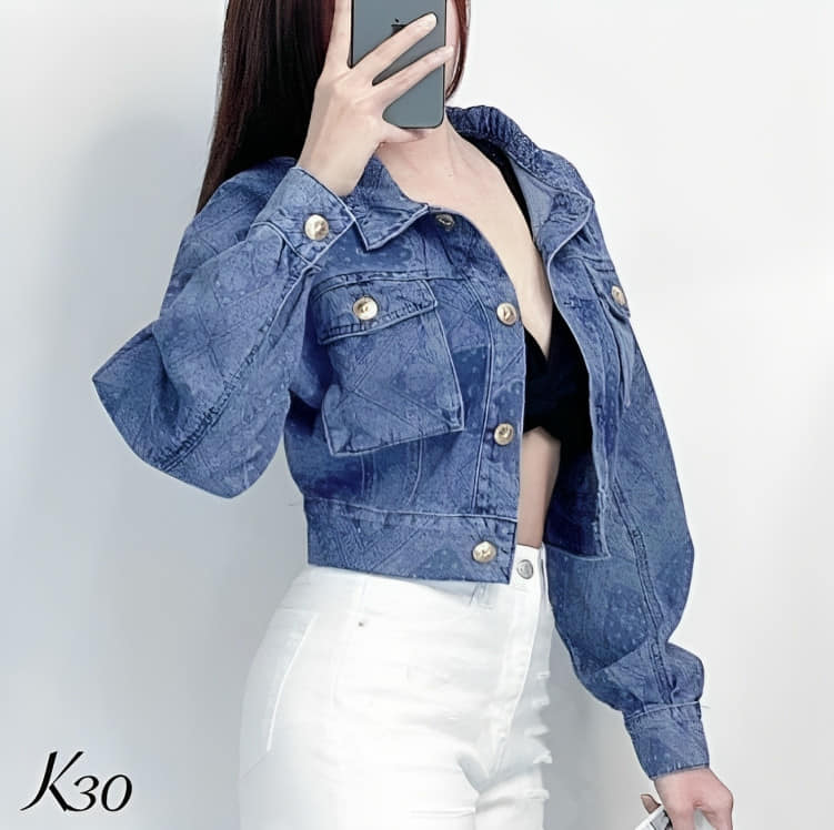 Áo khoác nữ hàng hiệu cao cấp Rosata áo khoác Jeans nữ phong cách chất liệu cotton không co giãn free size K30