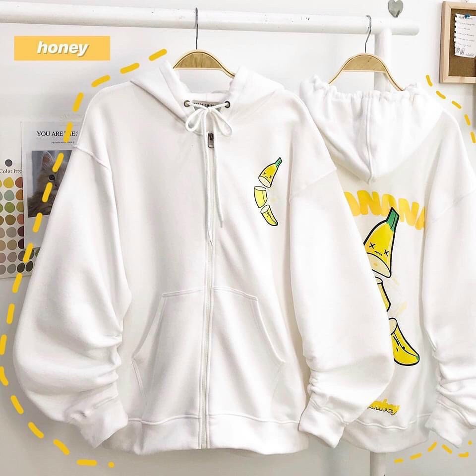 Áo Khoác Hoodies Nỉ Ngoại Nam Nữ Chém Chuối  (HÌNH THẬT) Thời Trang Đường Phố