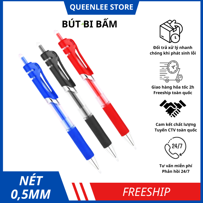 Bút bi cao cấp thay ngòi viết không nhoè 0.5mm queen lee store