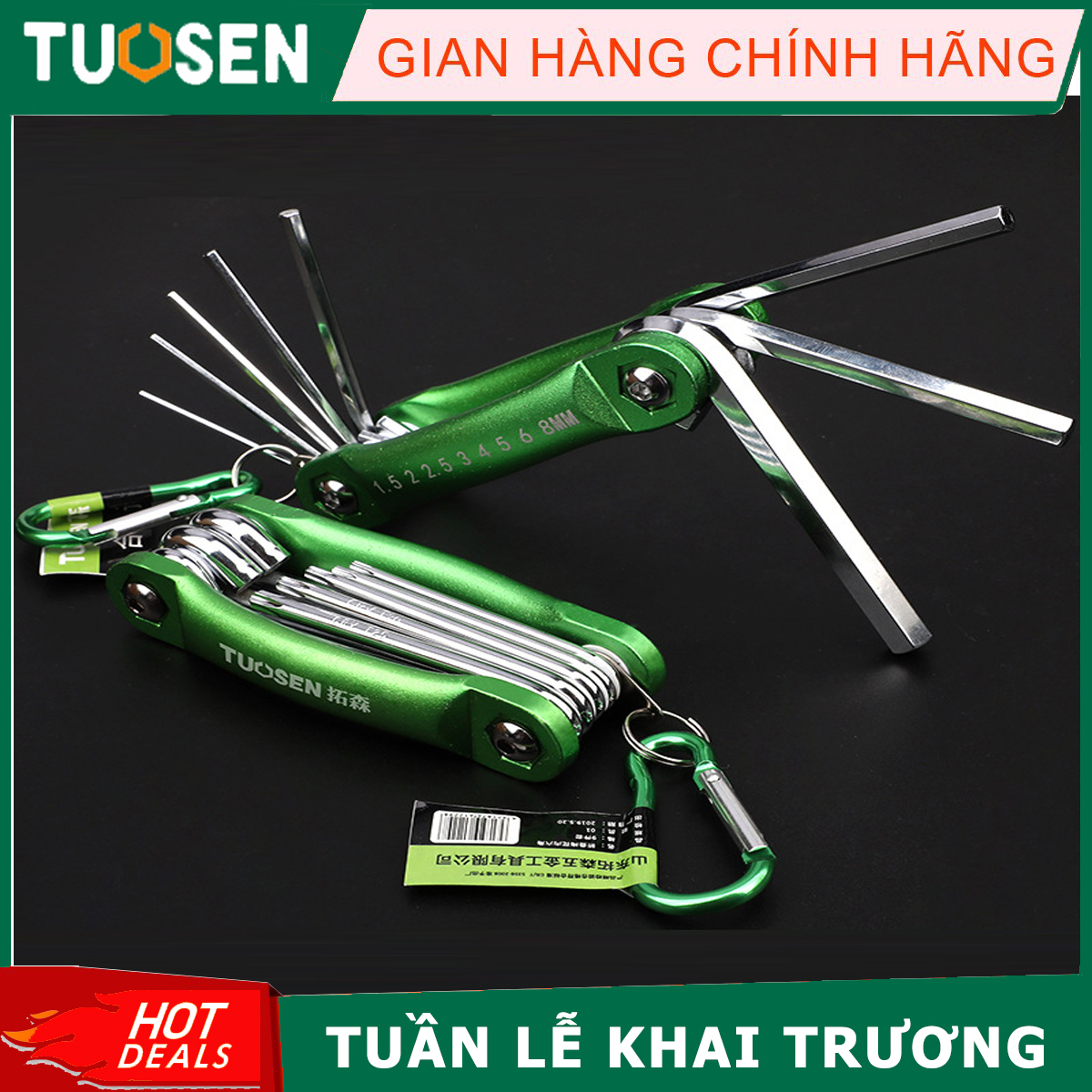 Bộ lục giác gập 8 chi tiết mẫu hoa thị và lục giác - Hàng chính hãng Tuosen