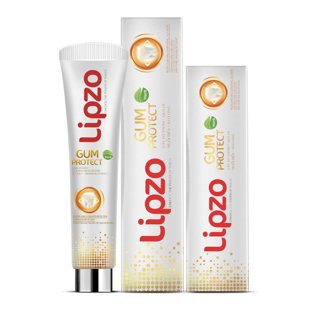 Kem đánh răng thảo dược lipzo gum protect - ngừa tụt lợi, hôi miệng, viêm họng