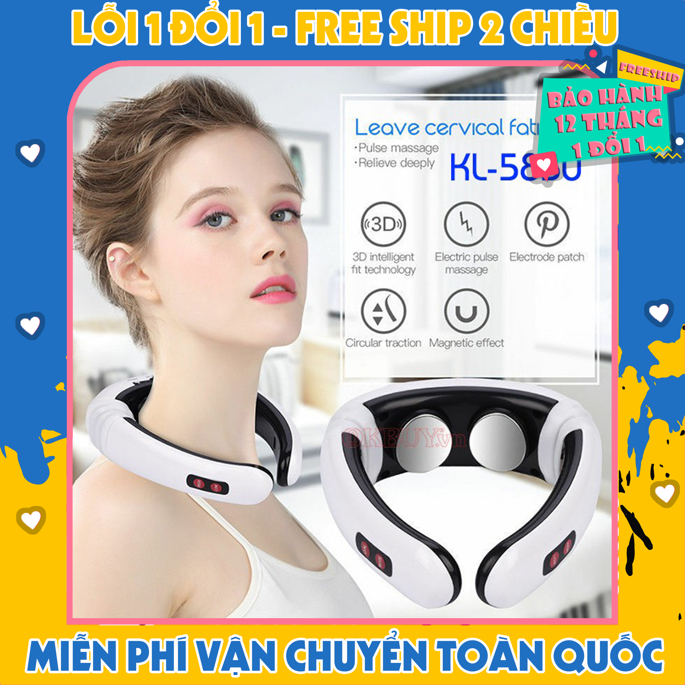 Máy massage cổ vai gáy kl5830, máy mát xa cổ vai gáy kl5830 - bảo hành 12 tháng
