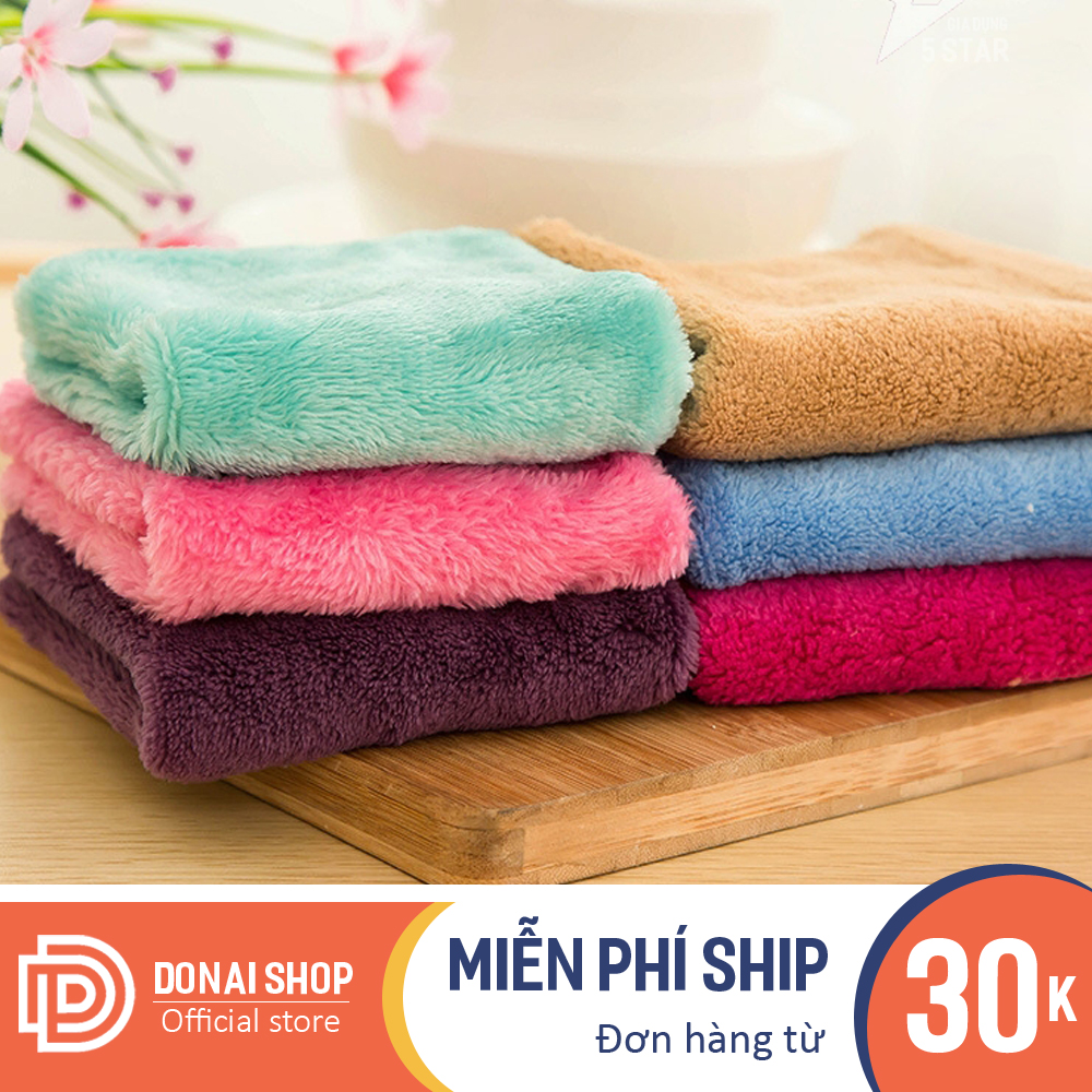 Combo 06 khăn lau vệ sinh nhà bếp, lau chén bát, lau ô tô tiện dụng cả 2 mặt 7.KLB1.DONAI