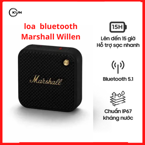 Loa Bluetooth Marshall Willen Portable, Loa Nghe Nhạc Bluetooth Mini, Âm Thanh Siêu Bass Cực Mạnh, Bluetooth V5.1, Chống Nước IP67, Bảo Hành 12 Tháng