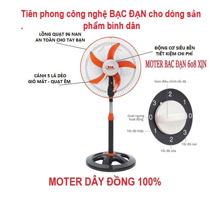Quạt đứng b4 công nghệ bạc đạn - siêu êm