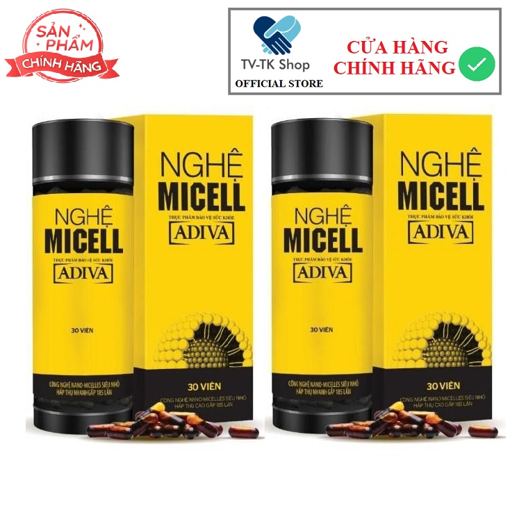 Combo 2 Hộp Nghệ Micell ADIVA 30 Viên - Hỗ Trợ Các Vấn Đề Về Đau Bao Tử, Dạ Dày (720mg x 30 viên / Hộp)
