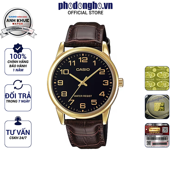 Đồng hồ nam dây da casio anh khuê mtp-v001gl-1budf