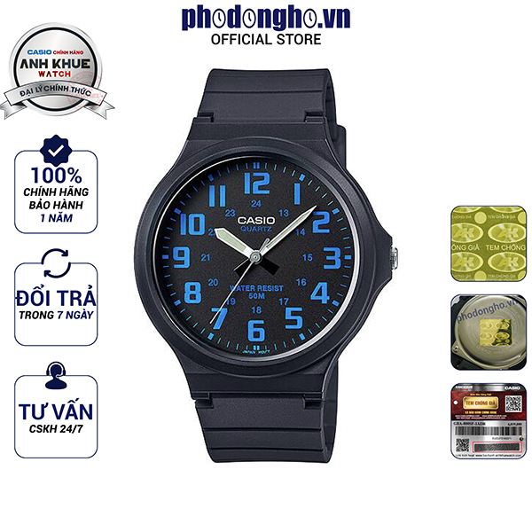 Đồng hồ nam dây nhựa casio anh khuê mw-240-2bvdf