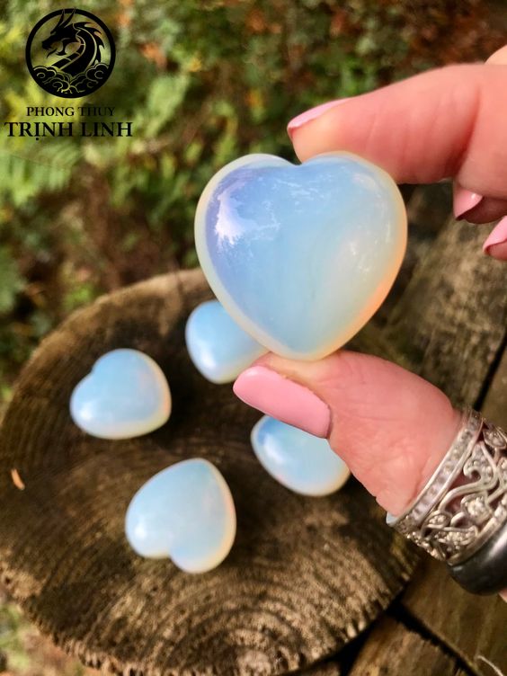 TRÁI TIM PHONG THỦY OPALITE MANG NĂNG LƯỢNG TÍCH CỰC, THANH TẨY TAROT, YOGA, THIỀN ĐỊNH, REIKI, PHONG THỦY