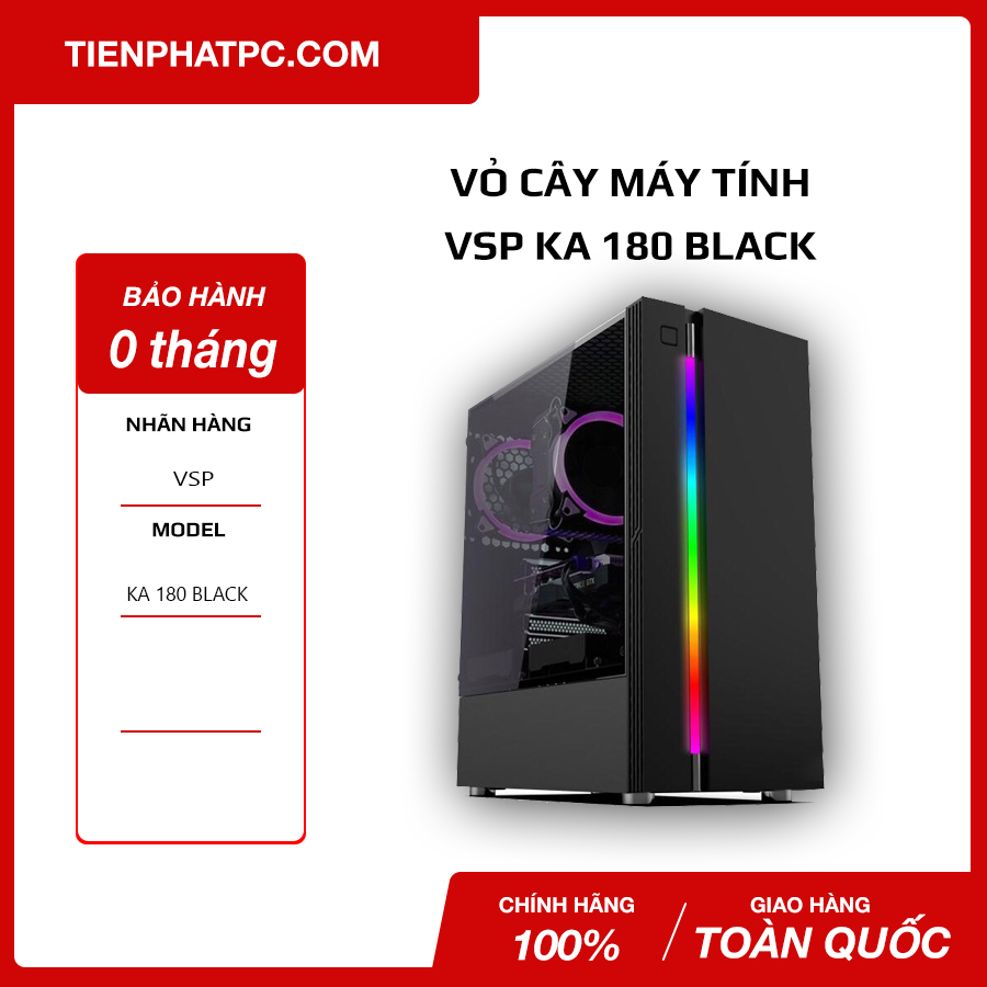 Vỏ cây máy tính vsp ka 180 black không fan - hàng mới 100%