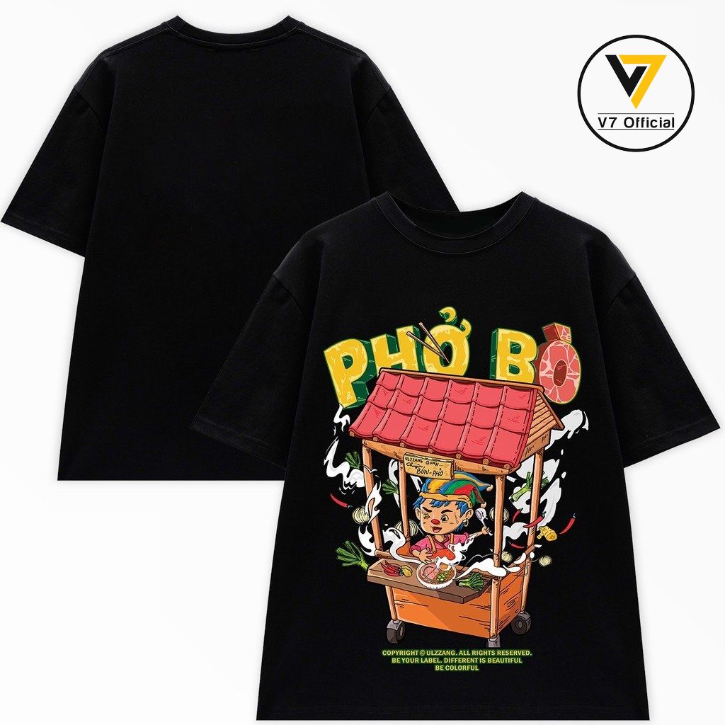 Áo thun unisex phở bò form dáng rộng tay lỡ -vender store