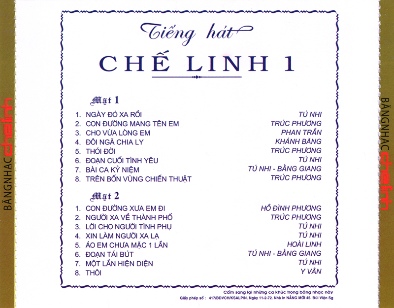 [MDCD] Bộ 2 Đĩa CD Tiếng hát Chế Linh 1 - Thu âm trước 1975