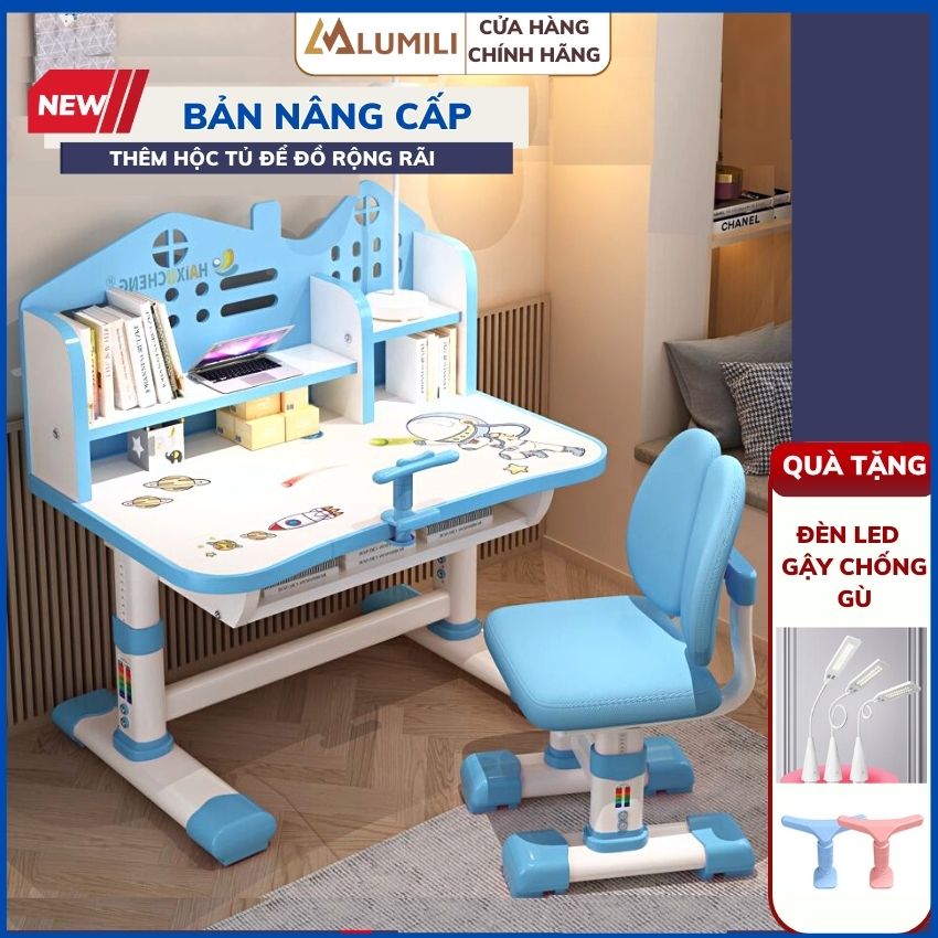Bàn học sinh thông minh lumili A601+ bàn học chống gù chống cận cho bé nâng hạ chiều cao bàn và ghế