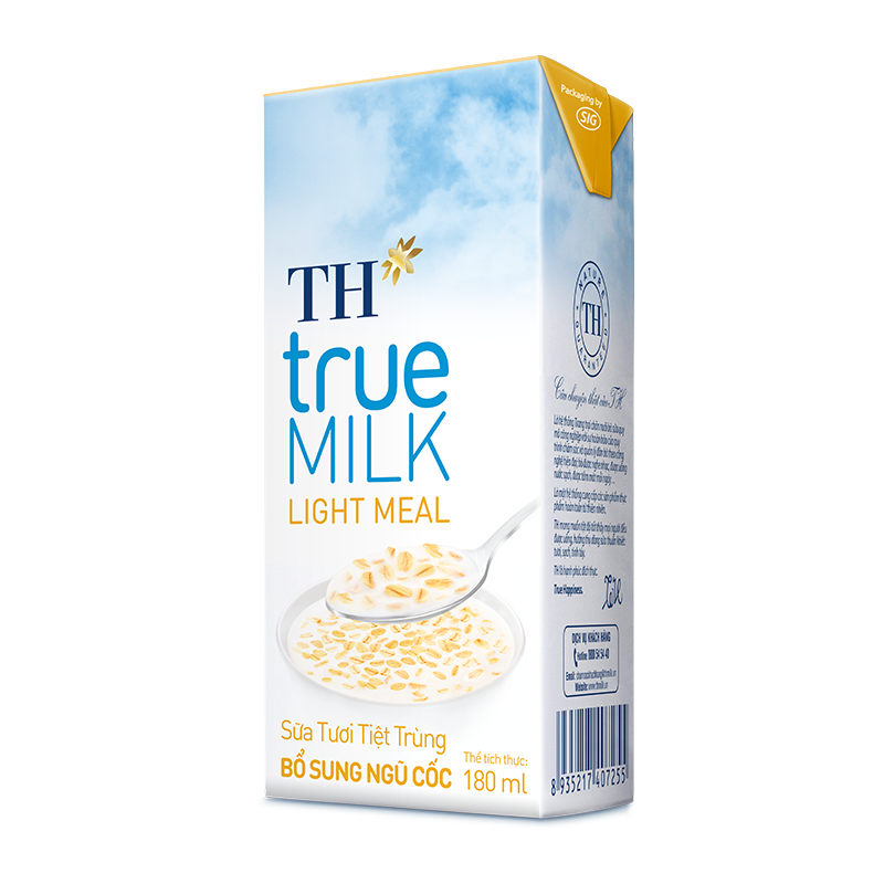 Sữa tươi bổ sung ngũ cốc th true milk light meal 180ml
