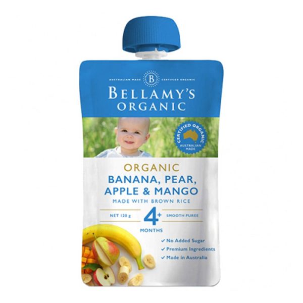 Trái Cây Xay Nhuyễn Bellamy s Organic Chuối, Lê, Táo, Xoài 120g