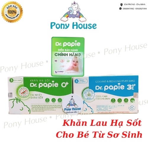Khăn lau hạ sốt dr.papie cho bé, hạ nhiệt giảm sốt ngắn ngừa co giật cho bé từ sơ sinh hộp 25 tờ