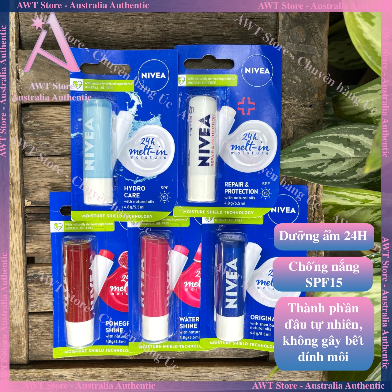Son dưỡng ẩm, mềm môi 24H Nivea 4.8g phiên bản mới