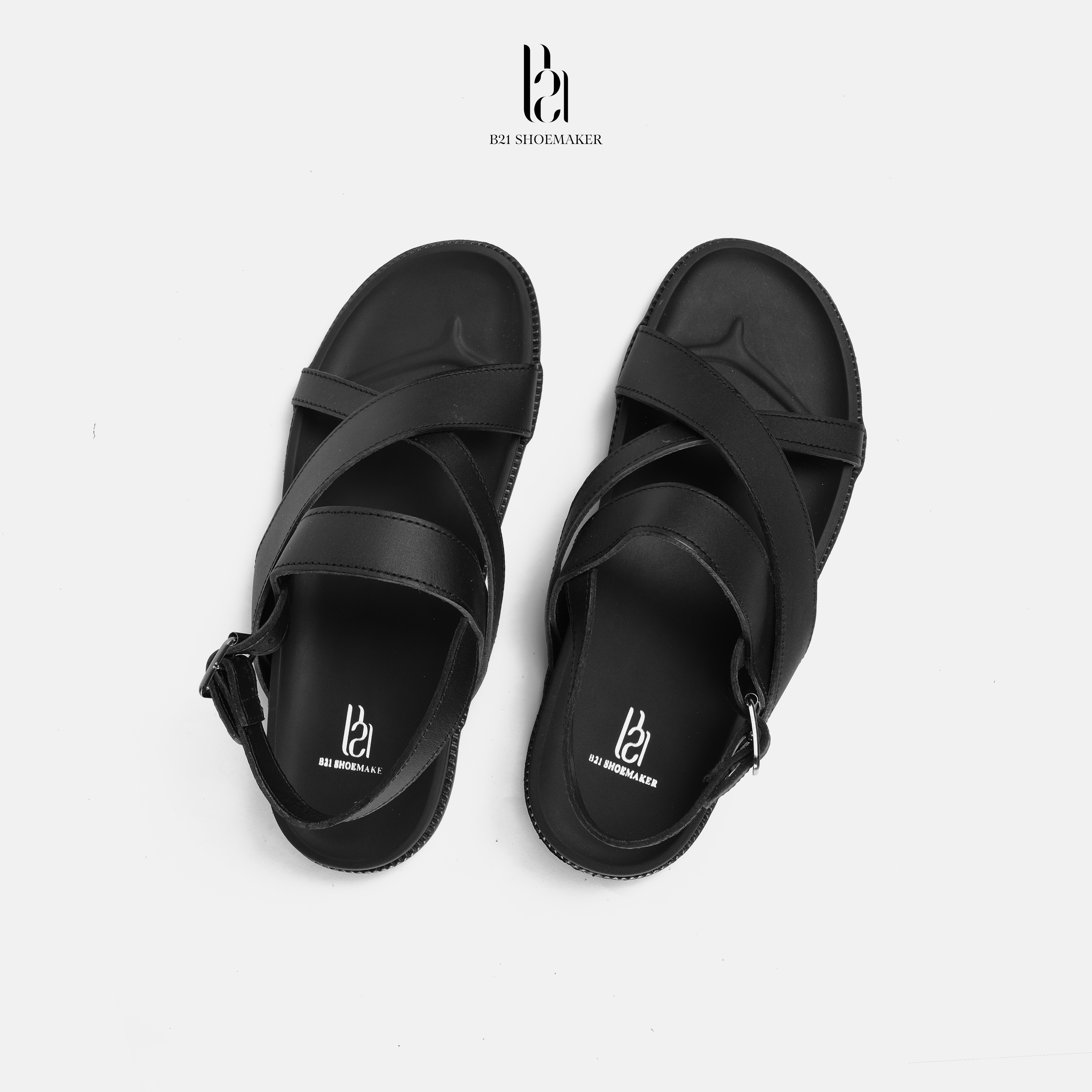 Sandal Nam B21 Da Bò Thật Chống Thấm Nước Dép Quai Hậu Đế Cao Su Non Đúc