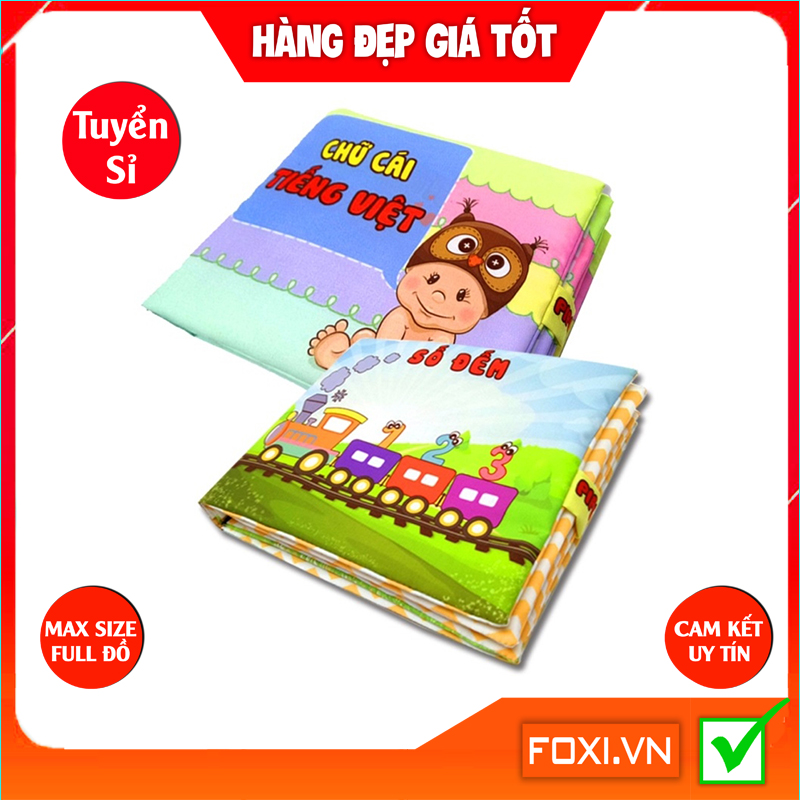 ComBo 2 Sách Vải Giáo dục mầm non Foxi-Chủ đề Số đếm và Chữ cái tiếng Việt-làm quen mặt chữ- Sách đẹp-vải mềm- màu sắc đẹp-bắt mắt-dễ dàng vê sinh-giúp bé tăng sự khám phá học hỏi