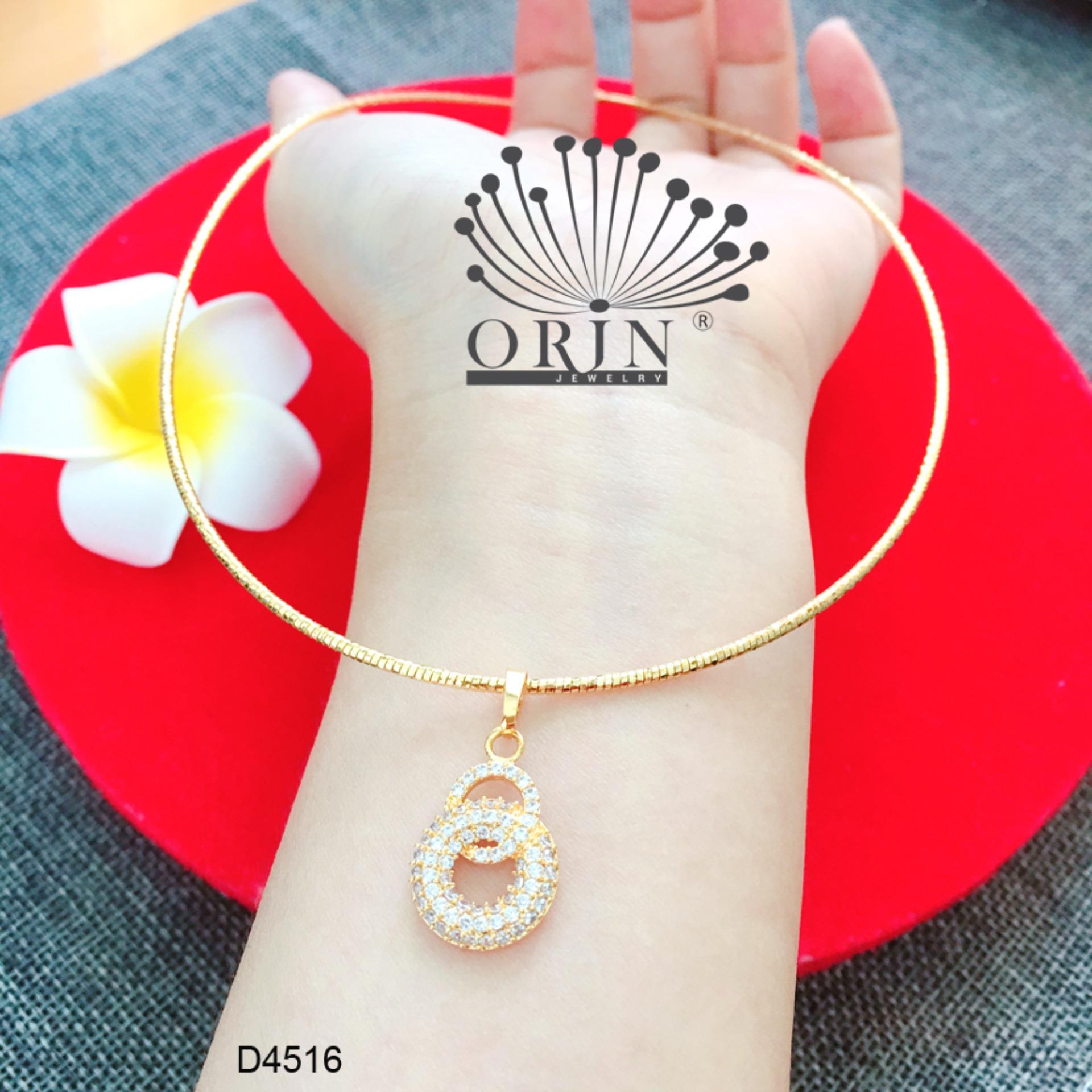 Kiềng dẻo, kiềng cổ nữ dạng nhuyễn mặt 2 vòng tròn đính đá thiết kế thời thượngOrin D4516