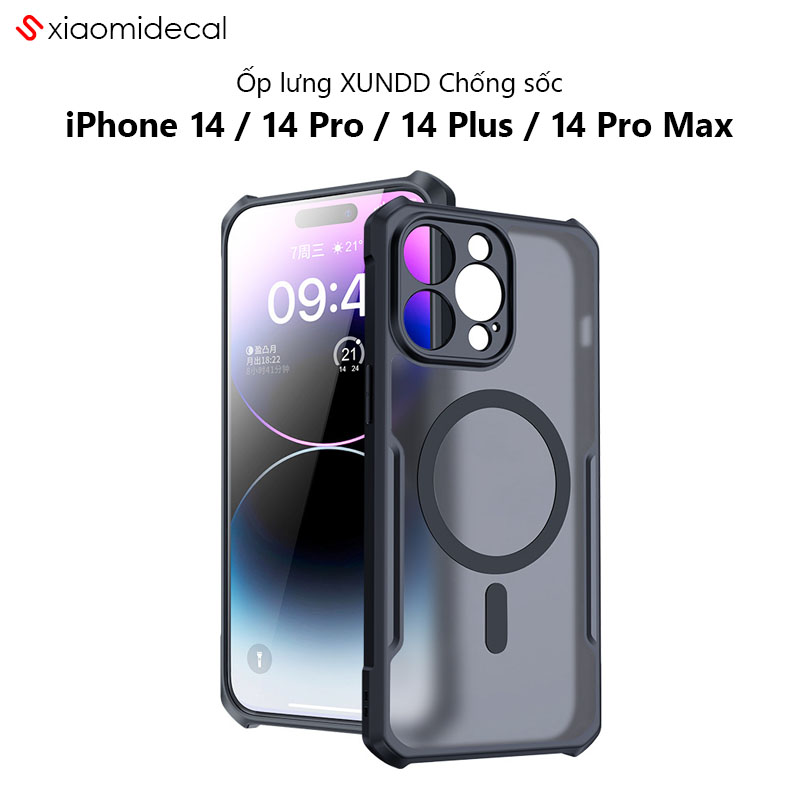 Ốp lưng xundd iphone 14 / 14 pro / 14 plus / 14 pro max chống sốc, mặt lưng nhám, magsafe