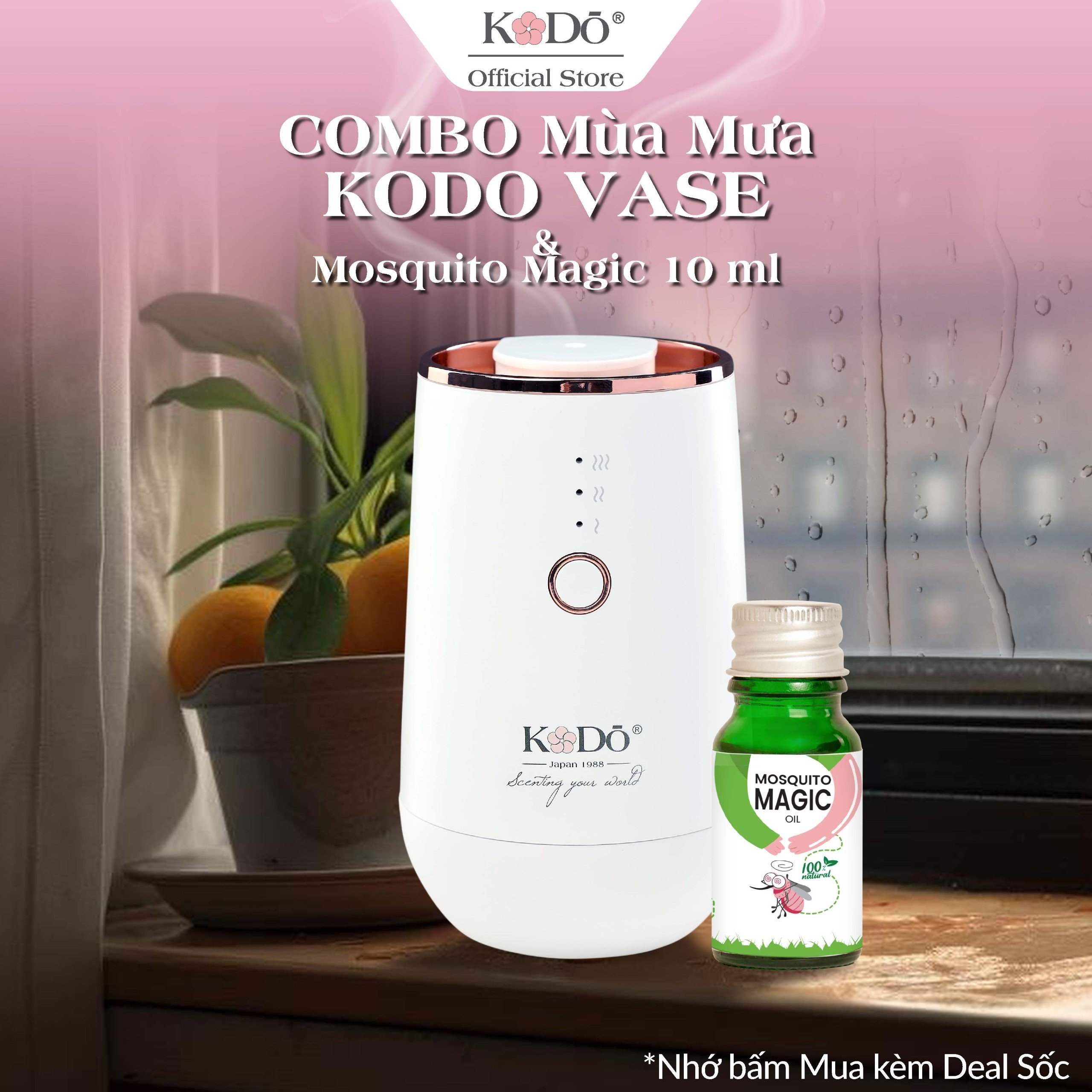 Máy khuếch tán tinh dầu nguyên chất KODO VASE  dành cho phòng ngủ, phòng đọc sách, phòng karaoke - Diện tích khuếch tán: 30m2 - Bình dầu: 10ml/15ml