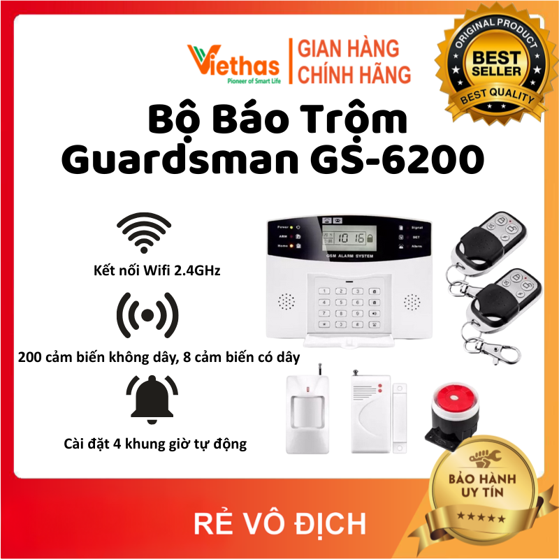 Bộ báo trộm dùng sim thông minh gs-6200 có pin dự phòng