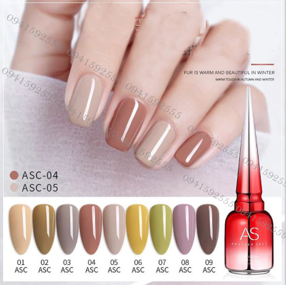 Sơn gel AS mẫu chai đỏ nhọn ASC 9 chai 15ml siêu HOT