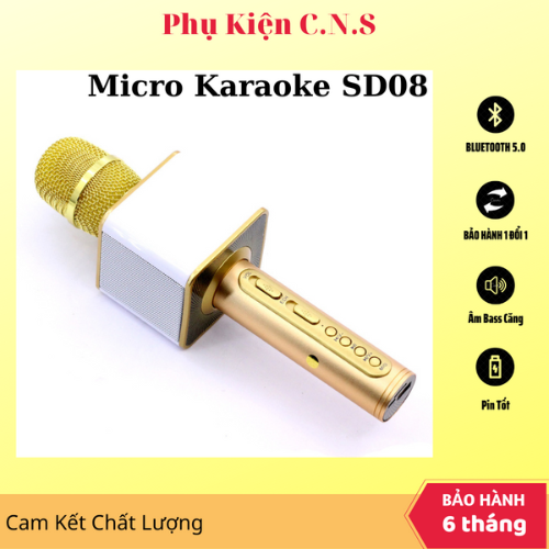 Micro karaoke bluetooth sd08 cấm tay cns - giá cực rẻ - hát karaoke cực đã - kết nối với các thiết bị có bluetooth