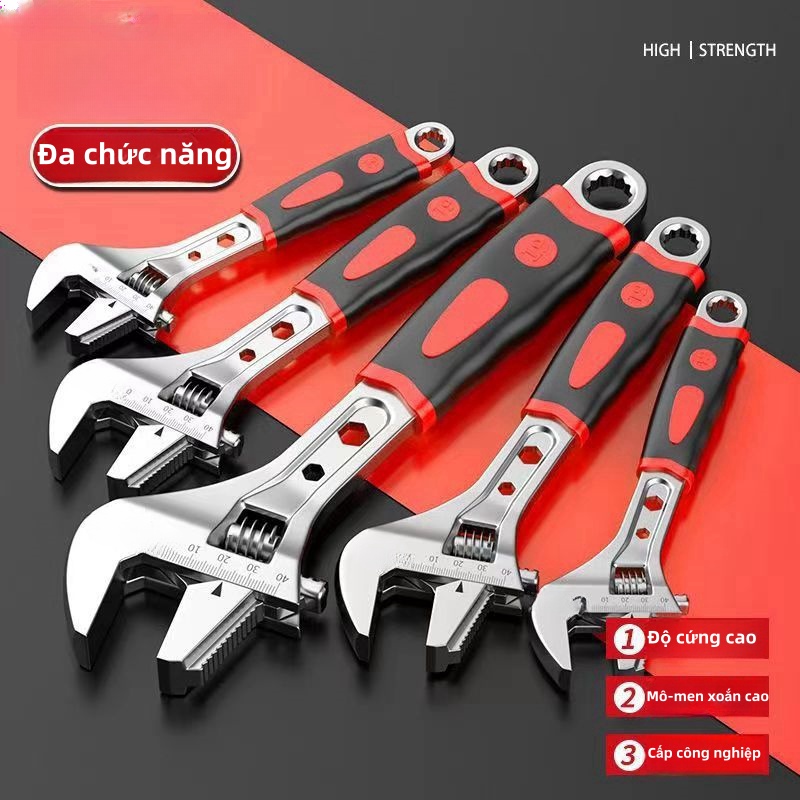 Mỏ lết đa năng mini,mỏ lết răng,cán bọc cao su,thép CV-V cao cấp