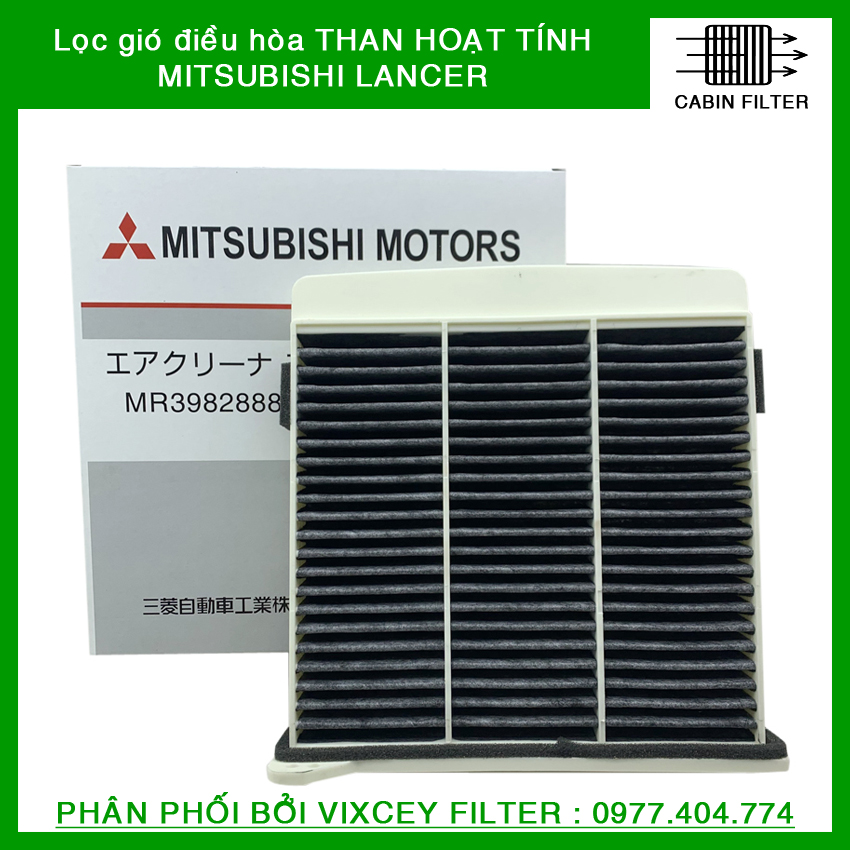 Lọc gió điều hòa MITSUBISHI LANCER than hoạt tính. Dùng cho Lancer đời 2000 đến 2013. Phù hợp cho động cơ 1.3L, 1.5L, 1.6L, 1.8L, 2.0L và 2.4L. Miễn phí lắp đặt tại Hà Nội bởi Vixcey Filter.
