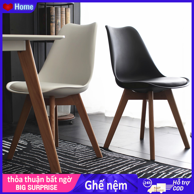 Ghế EAMES chân gỗ sồi có đệm chân gỗ có đệm hàng nhập
