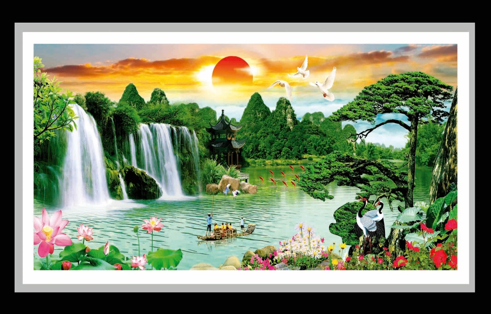 Tranh 3d sơn thủy hữu tình phòng khách