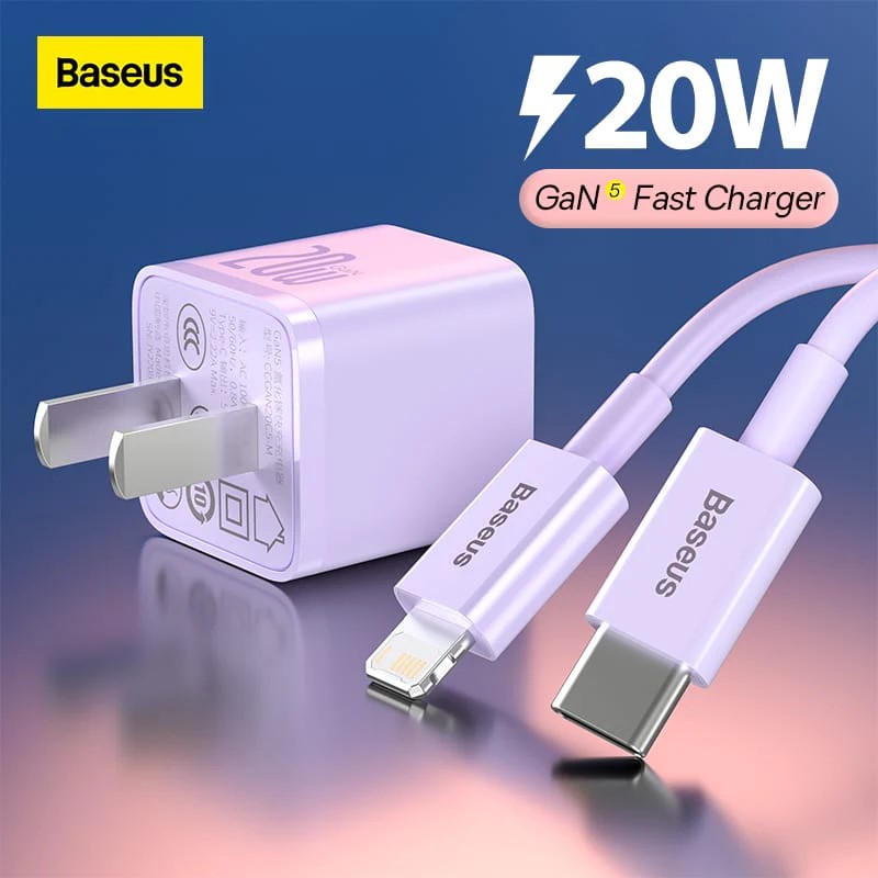 Bộ sạc nhanh gan5 20w, siêu nhỏ gọn baseus gan5 fast charger 1c 20w