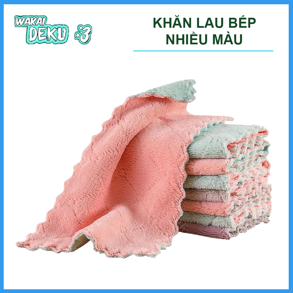 10 khăn lau bếp đa năng ,thấm nước , khăn lau bát đĩa chất liệu sợi microfiber