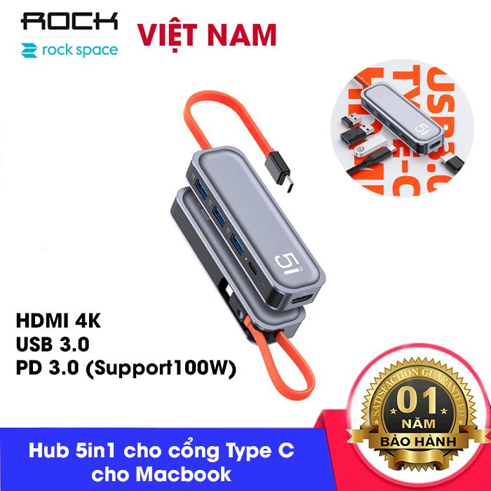 Bộ chia HUB đa năng Rock 5in1 Type-C to Type-C / USB3.0 / HDMI (RCB0744)