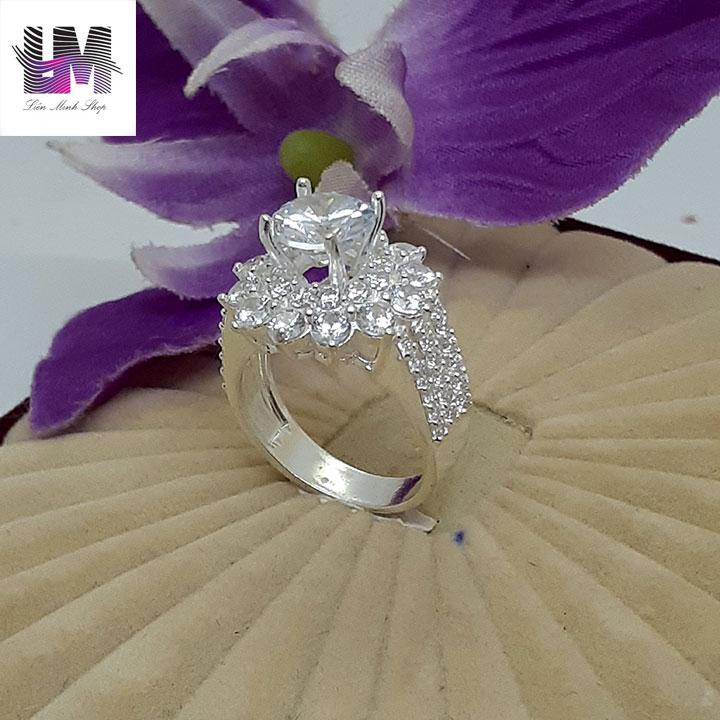 Nhẫn nữ bạc ta cao cấp ổ kim cương Bạc Liên Minh shop NU23