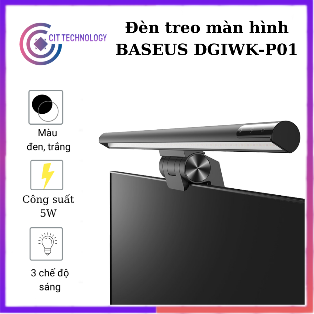 Đèn treo màn hình bản pro baseus dgiwk-p01 đèn led máy tính - đèn gắn màn hình bảo vệ mắt baseus i-work series (3 chế độ ánh sáng,chống ánh sáng xanh,đèn treo máy