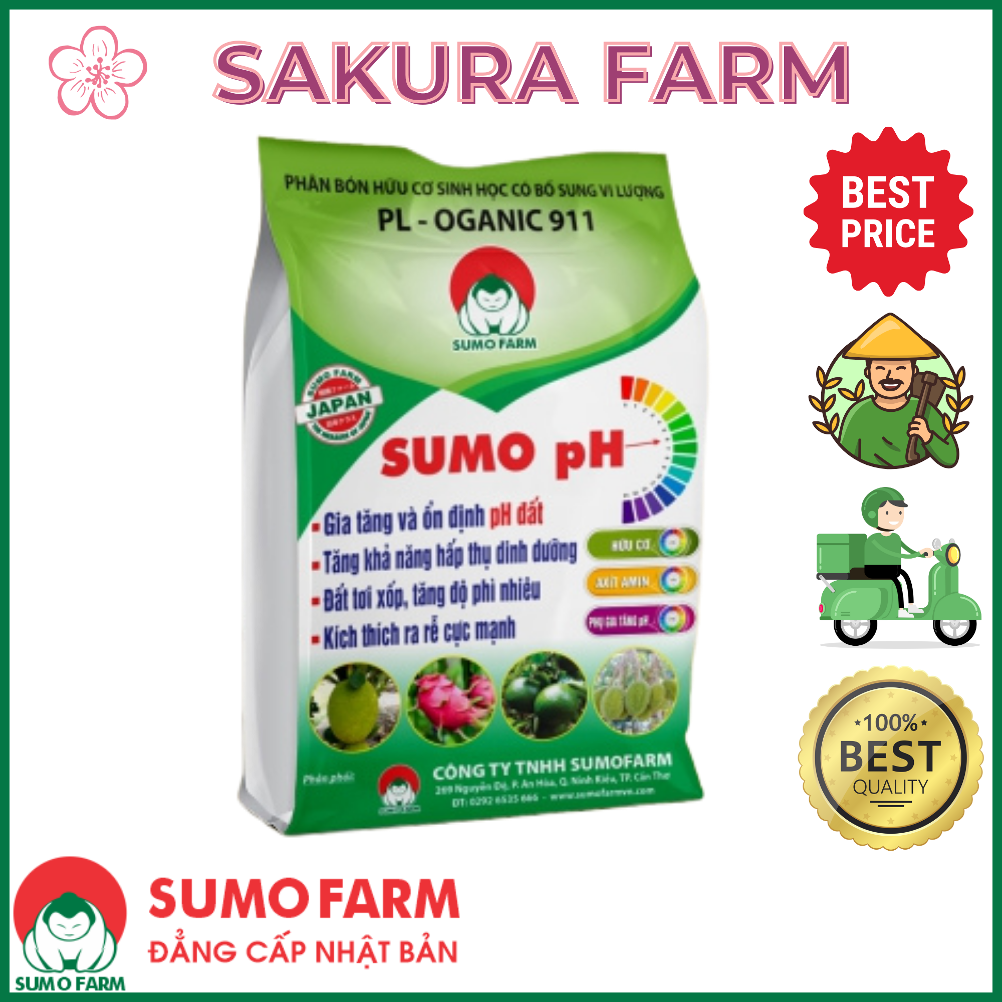 Sumo ph SUMOFARM hạ phèn tăng pH ra rễ mạnh loại 1 kg