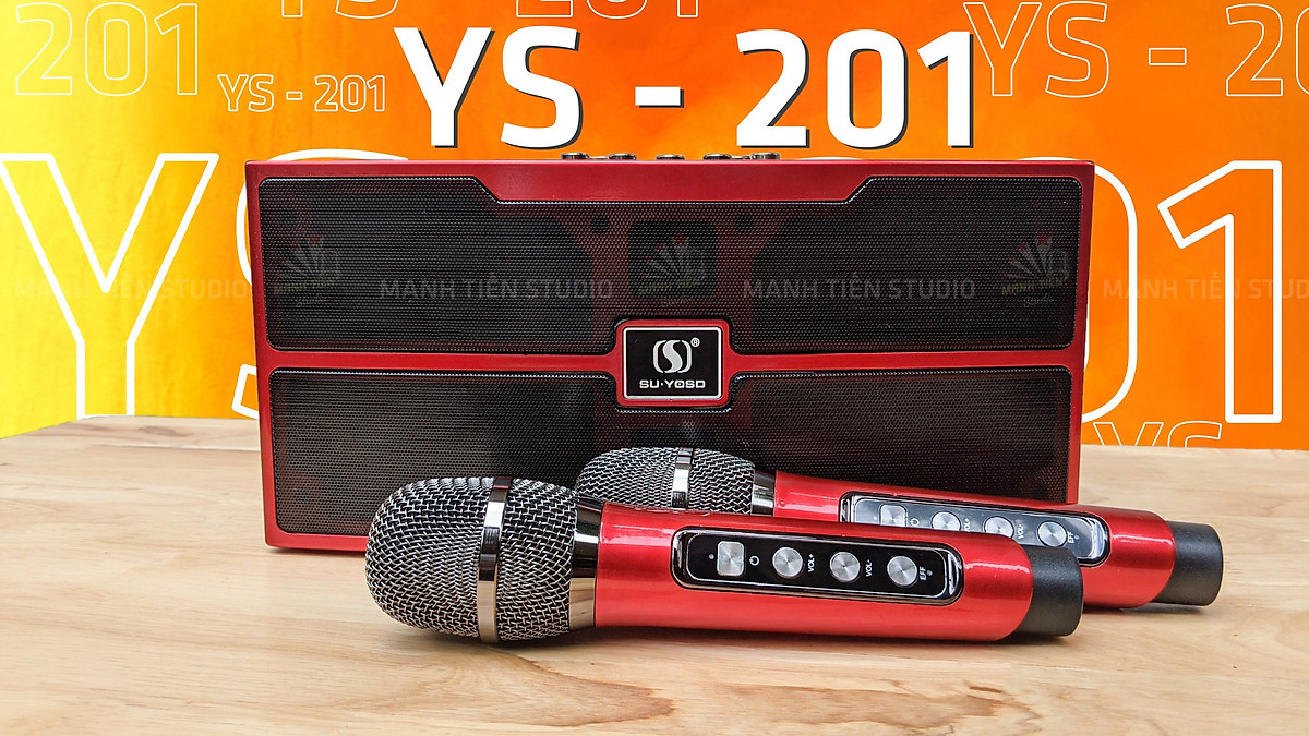 Loa karaoke bluetooth YS 201 kèm 2 micro Loa karaoke bluetooth YS 202 - Tặng kèm 2 micro không dây Loa Karaoke Bluetooth YS-202 Kèm Hai Micro Không Dây Loa bluetooth karaoke Su-Yosd YS-203 - Tặng kèm 2 micro