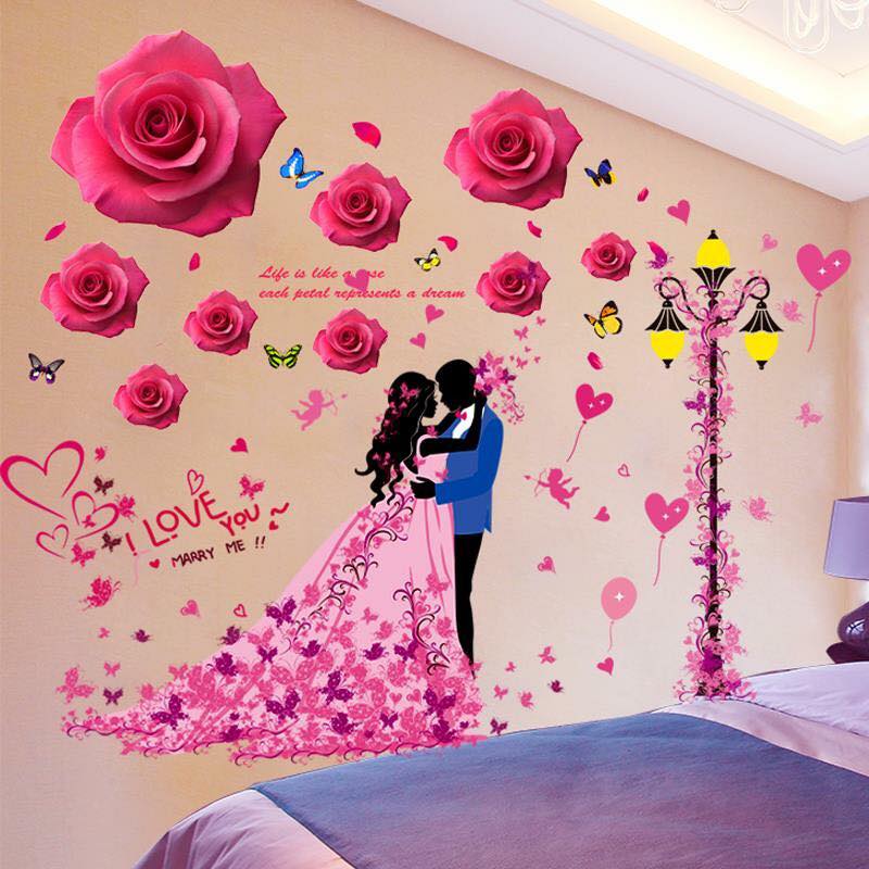 Decal dán tường hoa hồng và đôi tình nhân 5